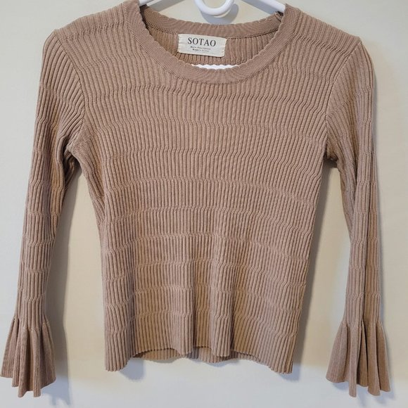 Nude Ribbed Quarter Sleeve Flare - Picture 2 of 7